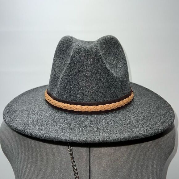 ‎Frye Braided Crown Heather Grey Felt Fedora Hat main image 7